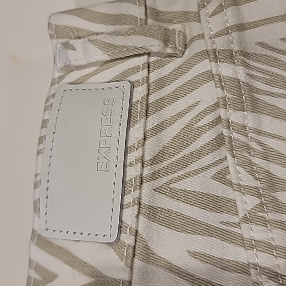 Express Animal Print Super High Rise Slim Ankle Jeans White Gray 10 Slim Stretch - Picture 8 of 16